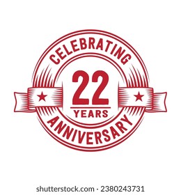 22 years logo design template. 22nd anniversary vector and illustration.
