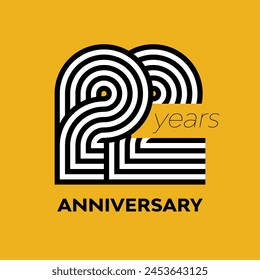 22 años retro diseño de Plantilla de Ilustración vectorial de aniversario