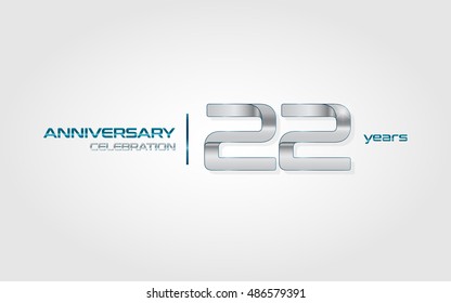 22 years silver anniversary celebration logo, isolated on dark white background