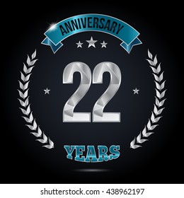22 Years Silver anniversary logo, low poly design number