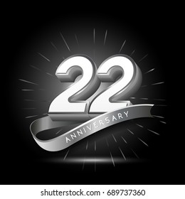 22 years silver anniversary logo celebration with firework and ribbon
