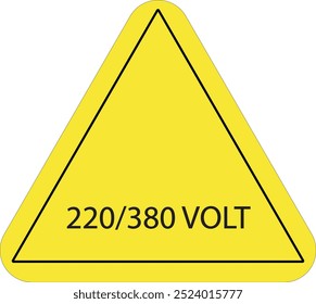 220 380 Símbolo De Rótulo, Ilustração De Vetor, Isolado No Rótulo De Plano De Fundo Amarelo