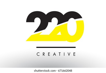 220 Black and Yellow Number Logo Design cut in half.