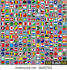 220 Flags of the world, circular buttons