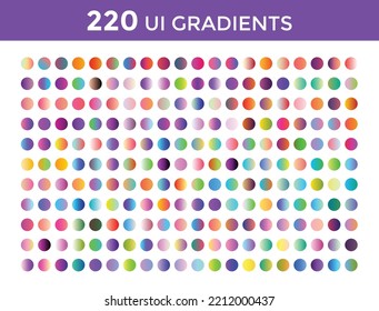 220 UI Gradient Color Pack vector  Circle holographic UI gradient set  Vector gradient background
