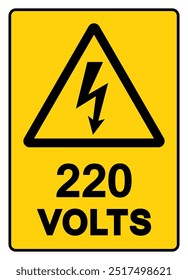 220 Volts Tag Symbol Sign,Vector Illustration, Isolate On White Background Label. EPS10