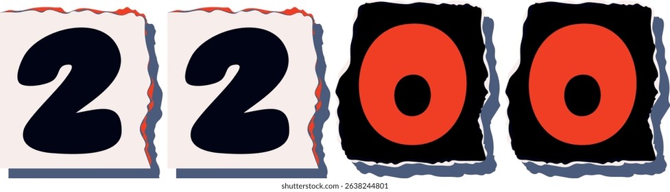 2200 Retro torn paper number Design art