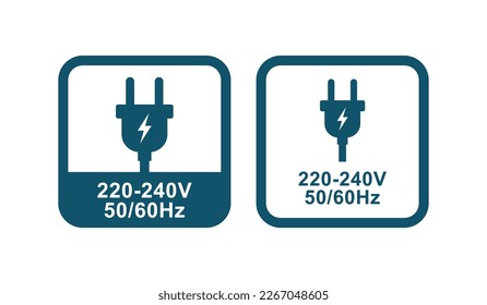 220-240V and 5060Hz vector logo design. Suitable for information 