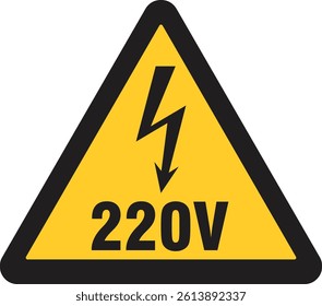 220V Voltage Warning, high voltage , lightning bolt, electrical hazard