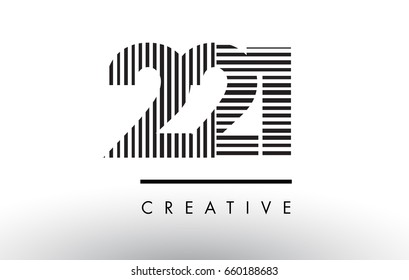 221 Black and White Number Logo Design with Vertical and Horizontal Lines.