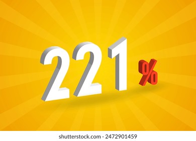 221% discount 3D text for sells and promotion.