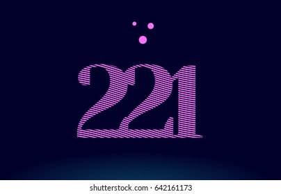 221 number digit logo pink line stripes magenta purple blue font creative text dots company vector icon design