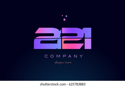 221 pink blue purple number digit numeral dots creative company logo vector icon design template