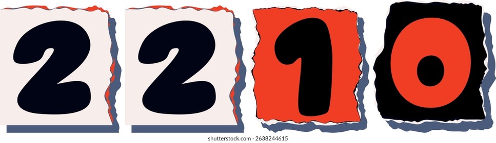 2210 Retro torn paper number Design art