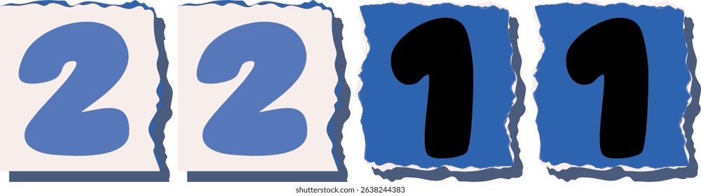 2211 Retro torn paper number Design art