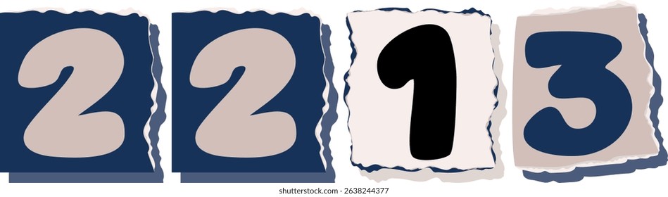 2213 Retro torn paper number Design art