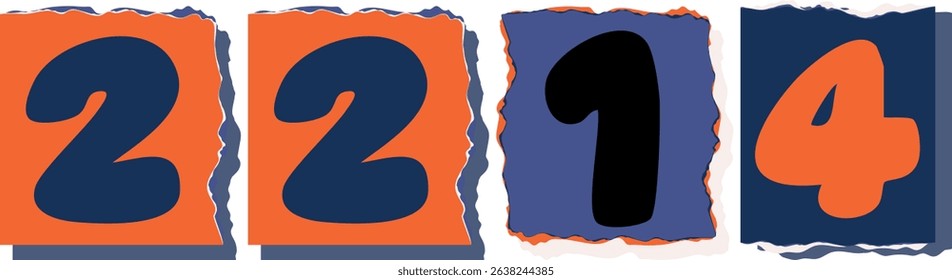 2214 Retro torn paper number Design art
