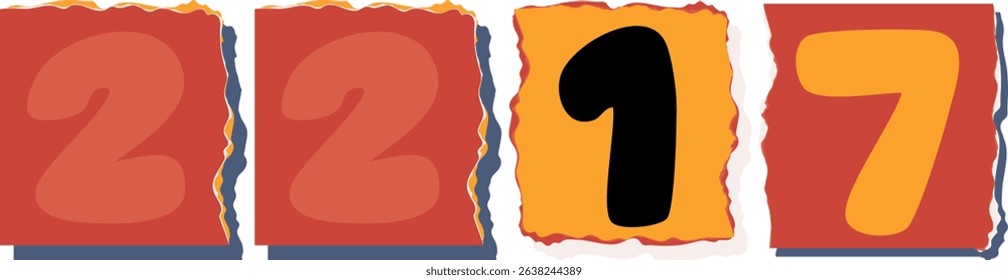2217 Retro torn paper number Design art