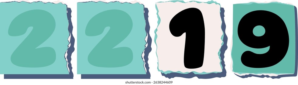 2219 Retro torn paper number Design art