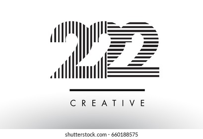 222 Black and White Number Logo Design with Vertical and Horizontal Lines.