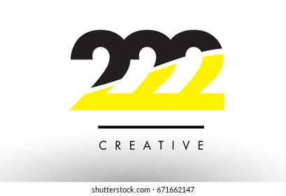 222 Black and Yellow Number Logo Design cut in half.