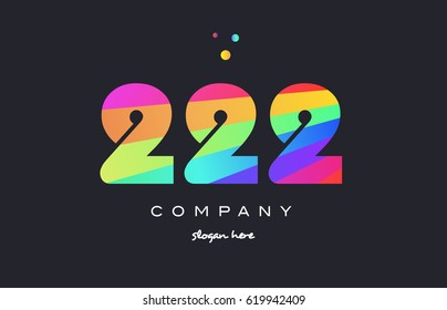 222 creative color green orange blue magenta pink number digit company logo vector icon spectrum