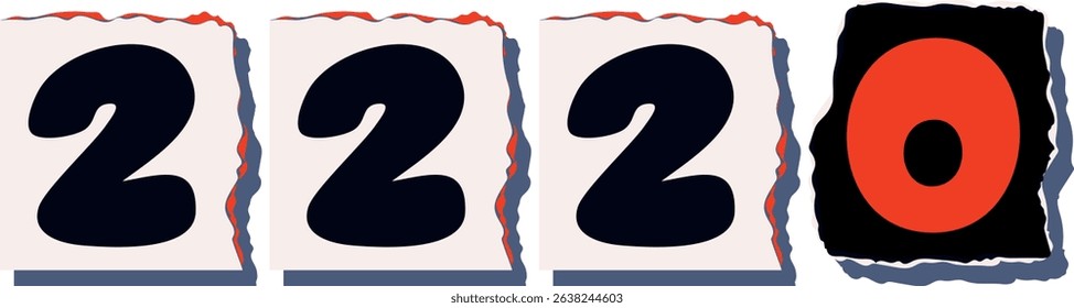 2220 Retro torn paper number Design art