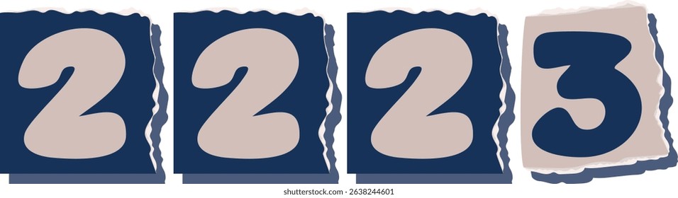 2223 Retro torn paper number Design art
