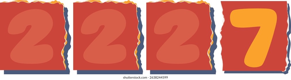 2227 Retro torn paper number Design art
