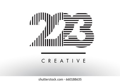 223 Black and White Number Logo Design with Vertical and Horizontal Lines.