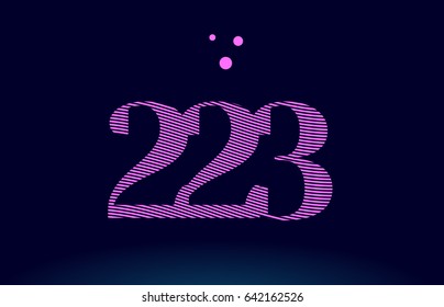 223 number digit logo pink line stripes magenta purple blue font creative text dots company vector icon design