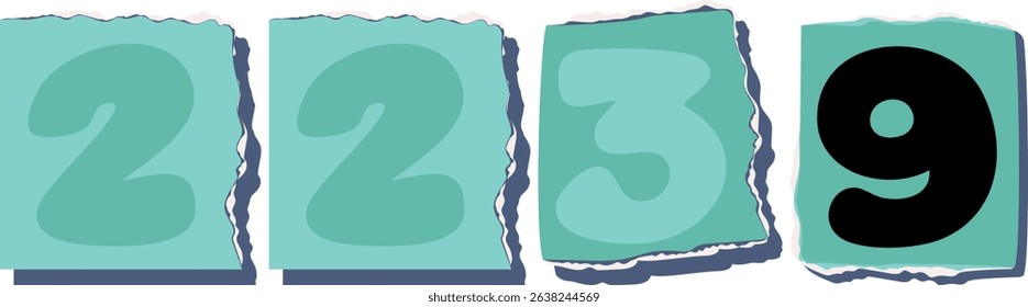 2239 Retro torn paper number Design art