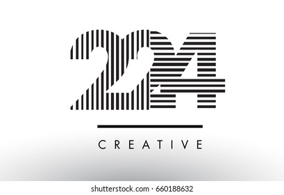 224 Black and White Number Logo Design with Vertical and Horizontal Lines.