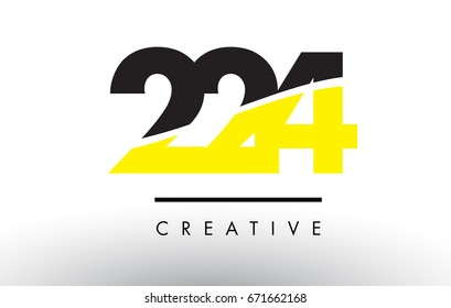 224 Black and Yellow Number Logo Design cut in half.