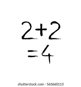 2+2=4 number school hand drawn