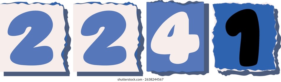 2241 Retro torn paper number Design art