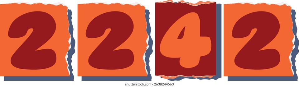 2242 Retro torn paper number Design art