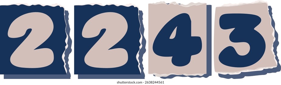 2243 Retro torn paper number Design art