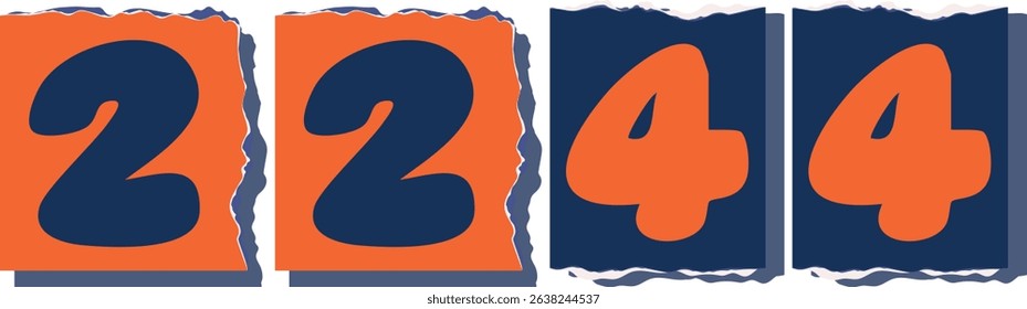 2244 Retro torn paper number Design art