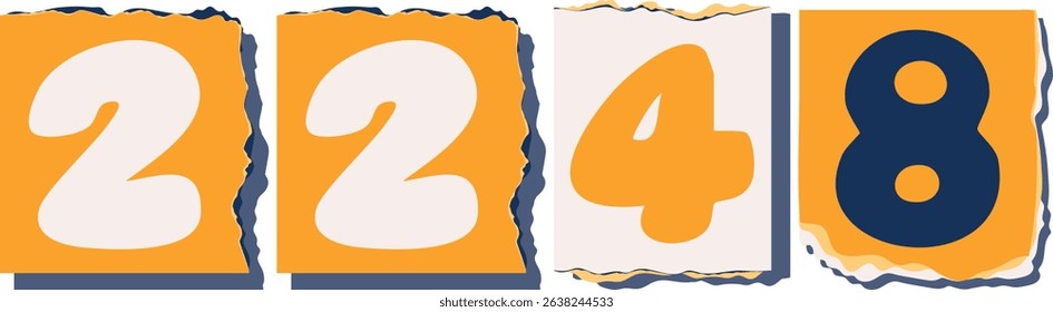 2248 Retro torn paper number Design art