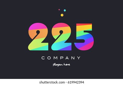 225 creative color green orange blue magenta pink number digit company logo vector icon spectrum
