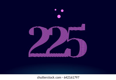 225 number digit logo pink line stripes magenta purple blue font creative text dots company vector icon design