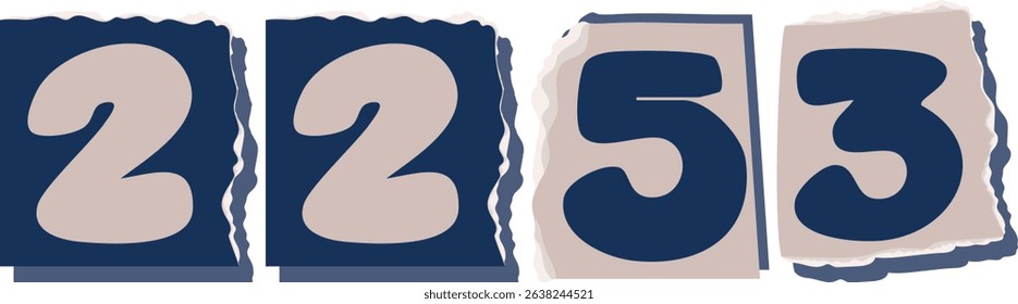2253 Retro torn paper number Design art