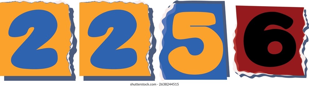 2256 Retro torn paper number Design art