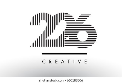 226 Black and White Number Logo Design with Vertical and Horizontal Lines.