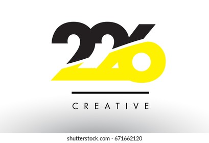 226 Black and Yellow Number Logo Design cut in half.