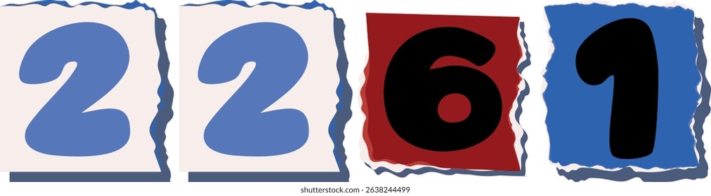 2261 Retro torn paper number Design art