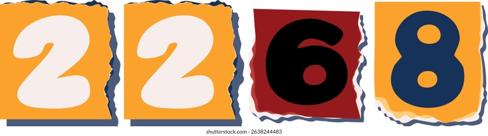 2268 Retro torn paper number Design art
