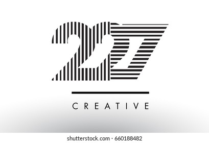 227 Black and White Number Logo Design with Vertical and Horizontal Lines.