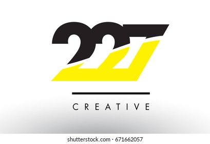 227 Black and Yellow Number Logo Design cut in half.